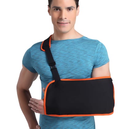 Flamingo Arm Sling Comfortable Velcro for Shoulder & Arm Cushion Support Better fit | Smart & Sleek | Highly Durable | 100% Polyester | Provides Support to fractured arm | Men and Women (Black, XL)