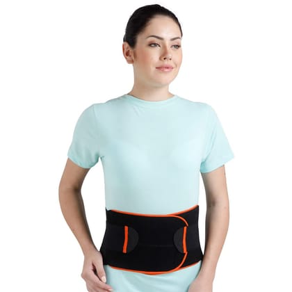 Flamingo Lumbar Sacro Belt (L.S. Belt) | Lumbar Support Waist belt for Back Pain Relief | Lumbar belt for Back Support | Belt with dual Adjustable Straps| Back Brace for Men and Women | (XL) (Black)