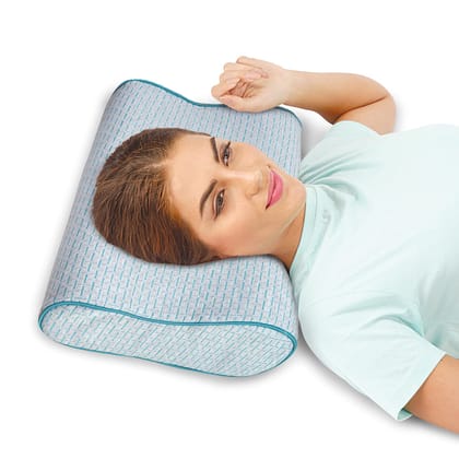 Flamingo Premium Memory Foam Pillow | Orthopedic Contour Cervical Pillow for Neck and Shoulder Pain | Bed Pillows for Sleeping Contour | Suitable for Back & Side Sleeper & Stomach Sleeper | Aloevera