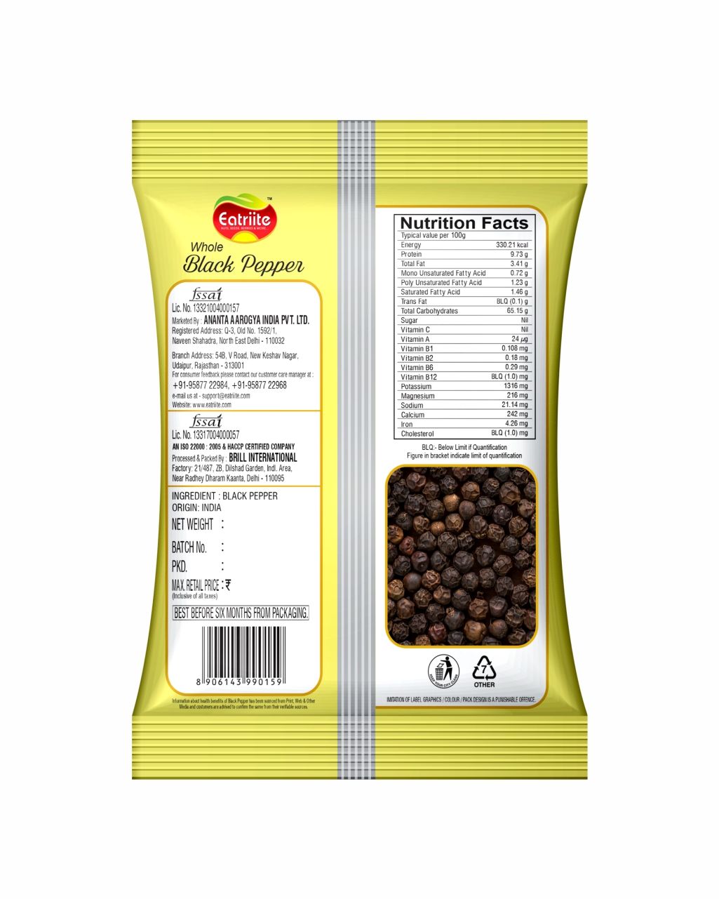 Eatriite Whole Black Pepper (100 g)