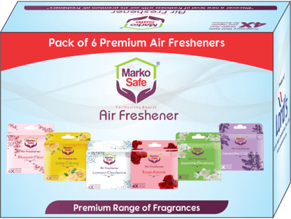 MarkoSafe Premium Airfreshener Blocks Mixed Fragrances (Blossom, Lime, Lomani, Rose, Jasmine, & Lavender)- Pack Of 6