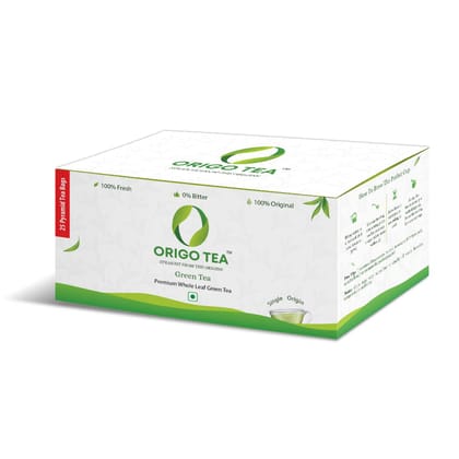 Origo Tea - Premium Whole Leaf Green Tea - 25 Pyramid Tea Bags in Nitrogen Flushed Envelopes (30g)