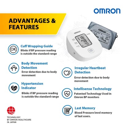 OMRON HEM 7121J Fully Automatic Digital Blood Pressure Monitor with Intellisense Technology & Cuff Wrapping Guide for Most Accurate Measurement (White)