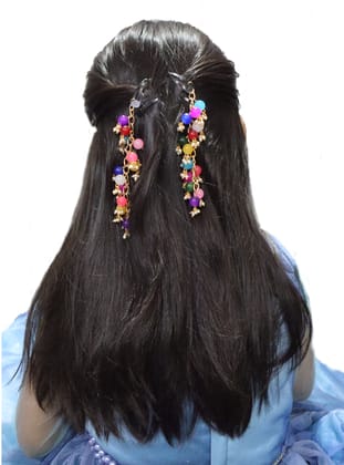 Kamule multi beaded hair wrap strings pin set of - 2 - Multicolour