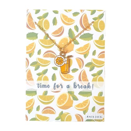 Rack Jack Y2K Charm Pendant Gold Necklace - Orange Cocktail Rack Jack Y2K Charm Pendant Gold Necklace - Orange Cocktail