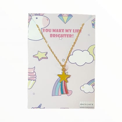 Rack Jack Women'S Y2K Charm Pendant Gold Necklace - Rainbow Star Rack Jack Women'S Y2K Charm Pendant Gold Necklace - Rainbow Star