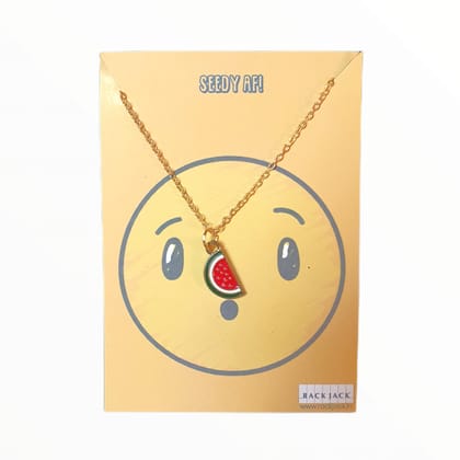 Rack Jack Y2K Charm Pendant Gold Necklace Choker Jewellery Gifts for Girls Women (Emoji - Watermelon)