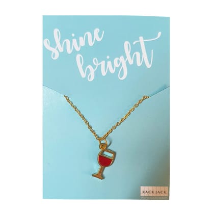 Rack Jack Y2K Charm Pendant Necklace - Wine Glass - Gold Chain Rack Jack Y2K Charm Pendant Necklace - Wine Glass - Gold Chain