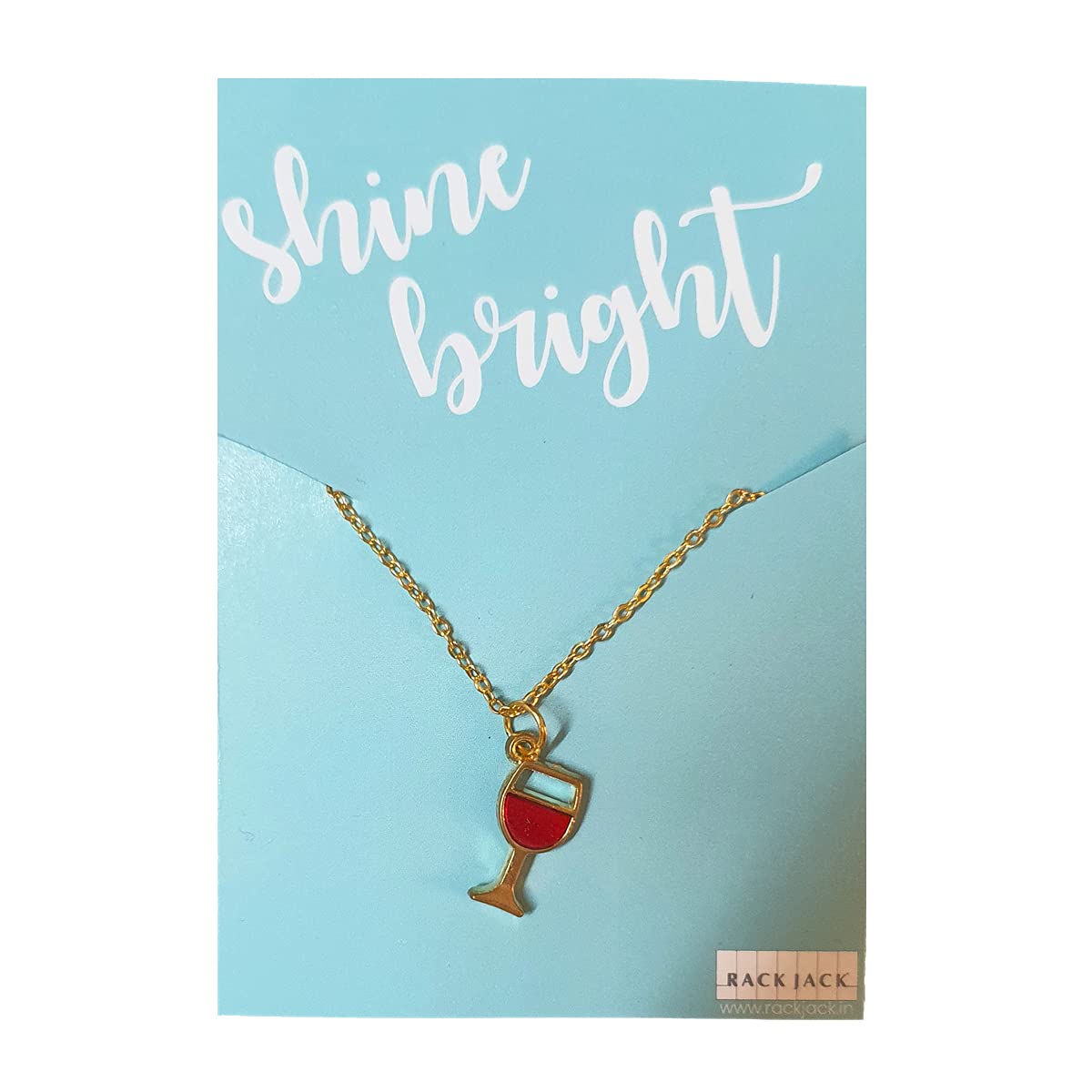 Rack Jack Y2K Charm Pendant Necklace - Wine Glass - Gold Chain