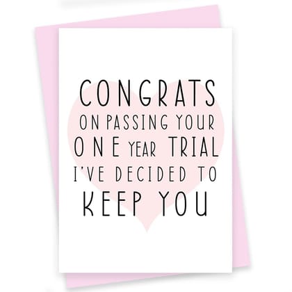 Rack Jack funny romantic anniversary greeting card - one year trial