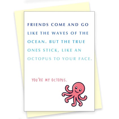 Rack Jack friendship's day funny greeting card - you're my octopus