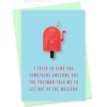 Rack Jack funny romantic greeting card with envelope - mailbox