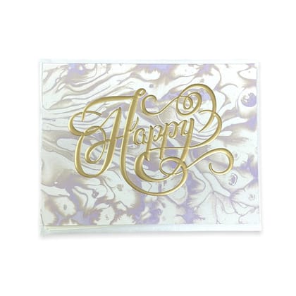 Rack Jack Watercolour Marble Effect Greeting Card with Gold Foiling - Happy