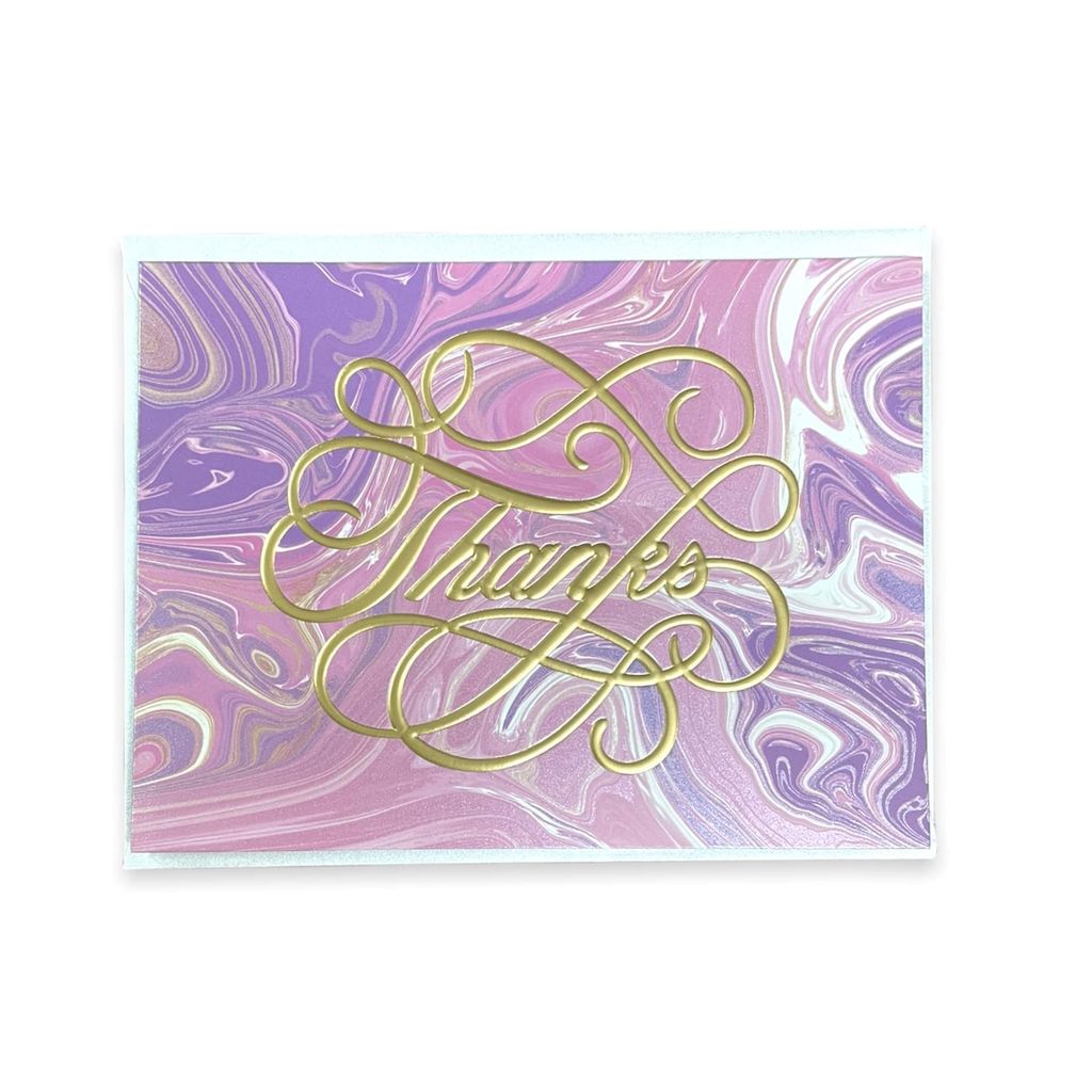 Rack Jack Watercolour Marble Effect Greeting Card with Gold Foiling - Thanks - Stationery | Buy online on ZillyBuy