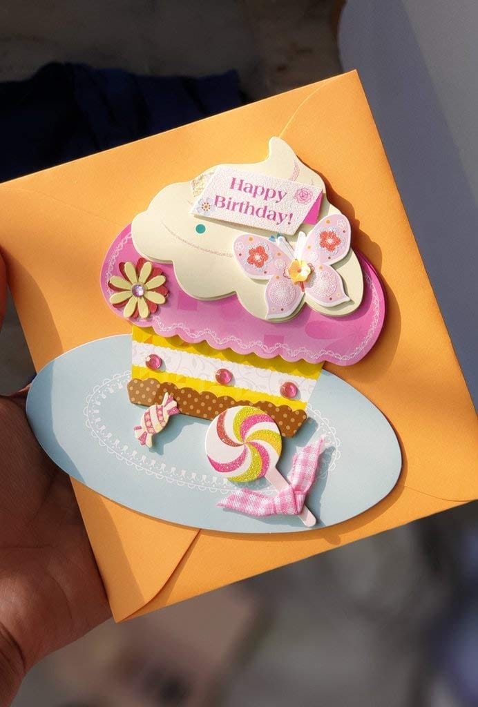 Rack Jack 3D Greeting Card Quirk and Happy Birthday Best Wishing Card Cupcake Glitter with an Envelope - Stationery | Buy online on ZillyBuy