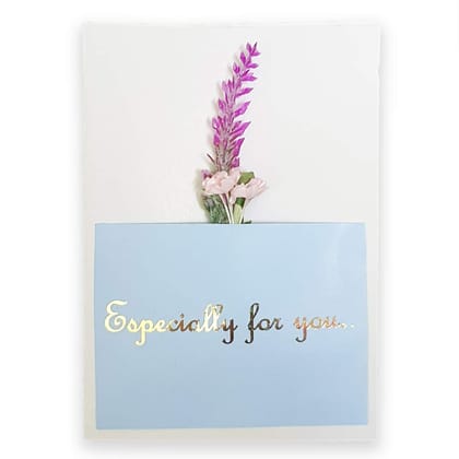 Rack Jack Handmade Artifical Flowers Greeting Card - Floral Pocket - Blue