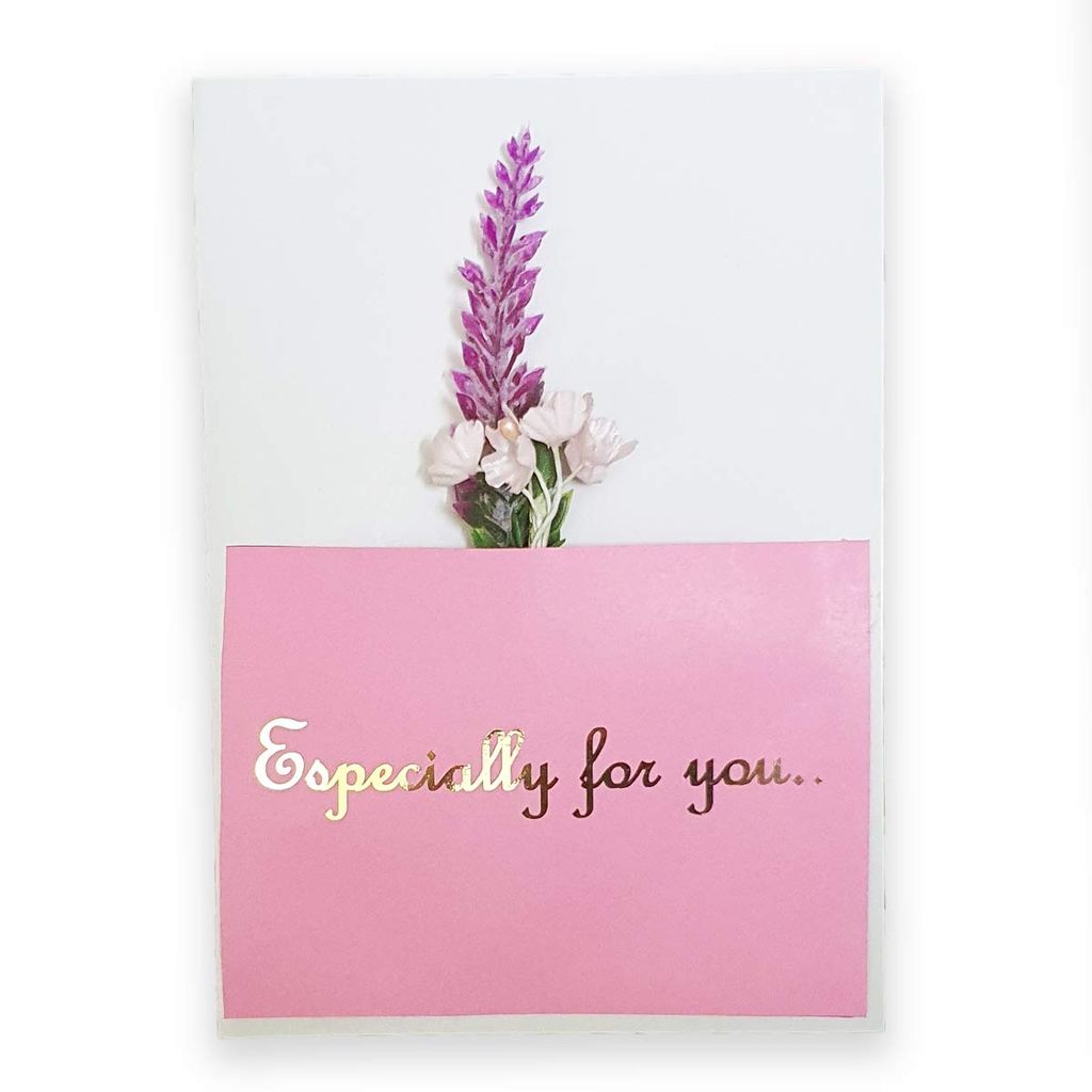 Rack Jack Handmade Artifical Flowers Greeting Card - Floral Pocket - Pink - Stationery | Buy online on ZillyBuy