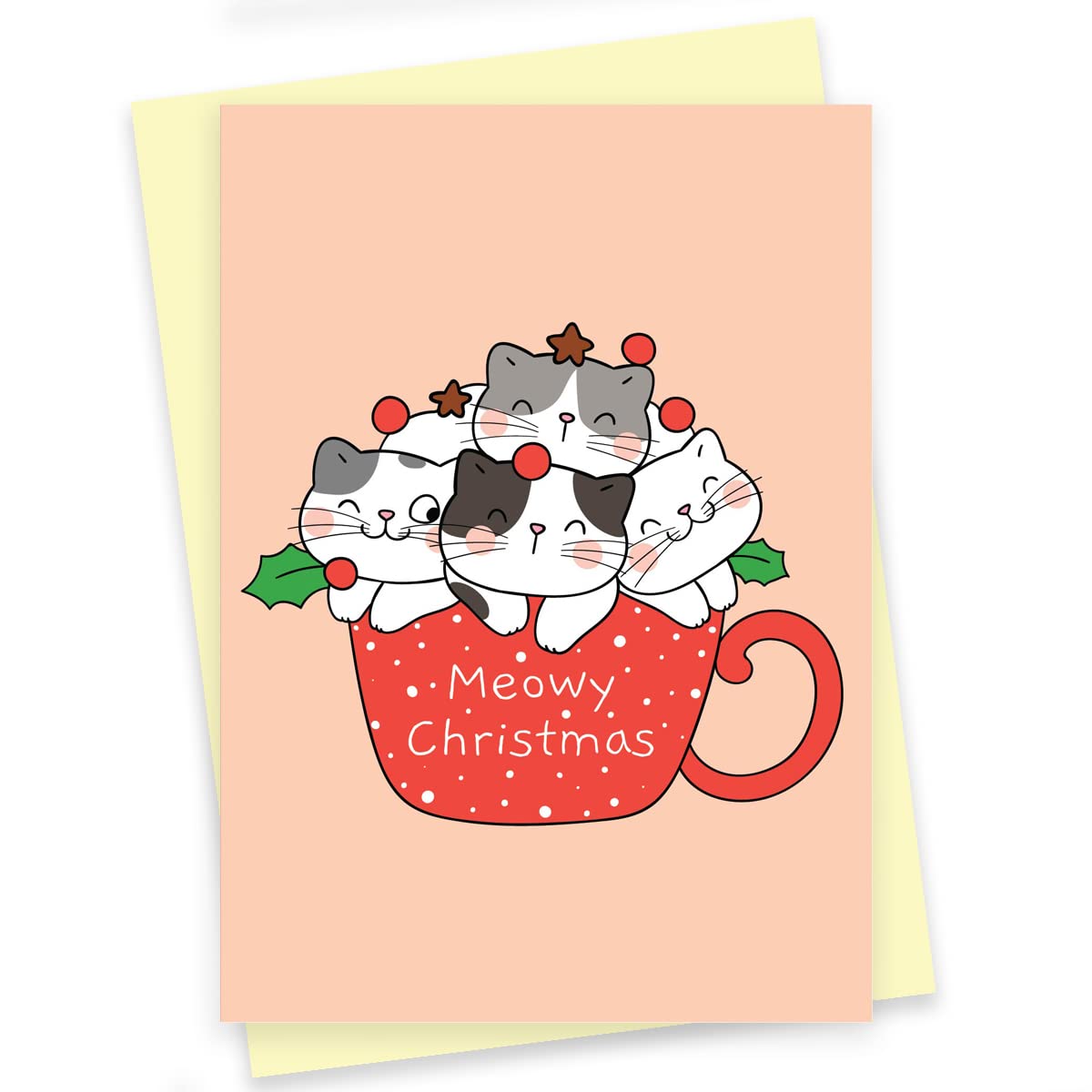 Rack Jack Funny Christmas Xmas Greeting Card for Secret Santa Gifts New Year Friends Family Colleagues with Pastel Envelope - Meowy Christmas