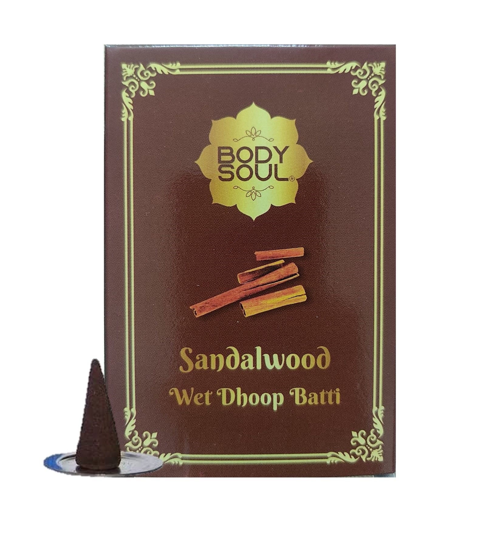 Bodysoul Premium Wet Dhoop Batti - Sandalwood 10 pcs - Pack of 6| Dhoop Batti for Puja| Charcoal Free & 100% Orgainc| Sandalwood Dhoop Batti…
