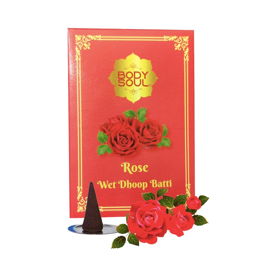 Bodysoul Premium Wet Dhoop Batti - Rose 10 pcs- Pack of 6| Dhoop Batti for Puja| Charcoal Free & 100% Organic | Rose Dhoop Batti…