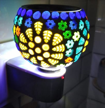 CraftCare Electric Kapoordani with Night Lamp Incense Burner, Aroma Burner, Aroma Kapoor Dani(Glass, Round, Multicolour)