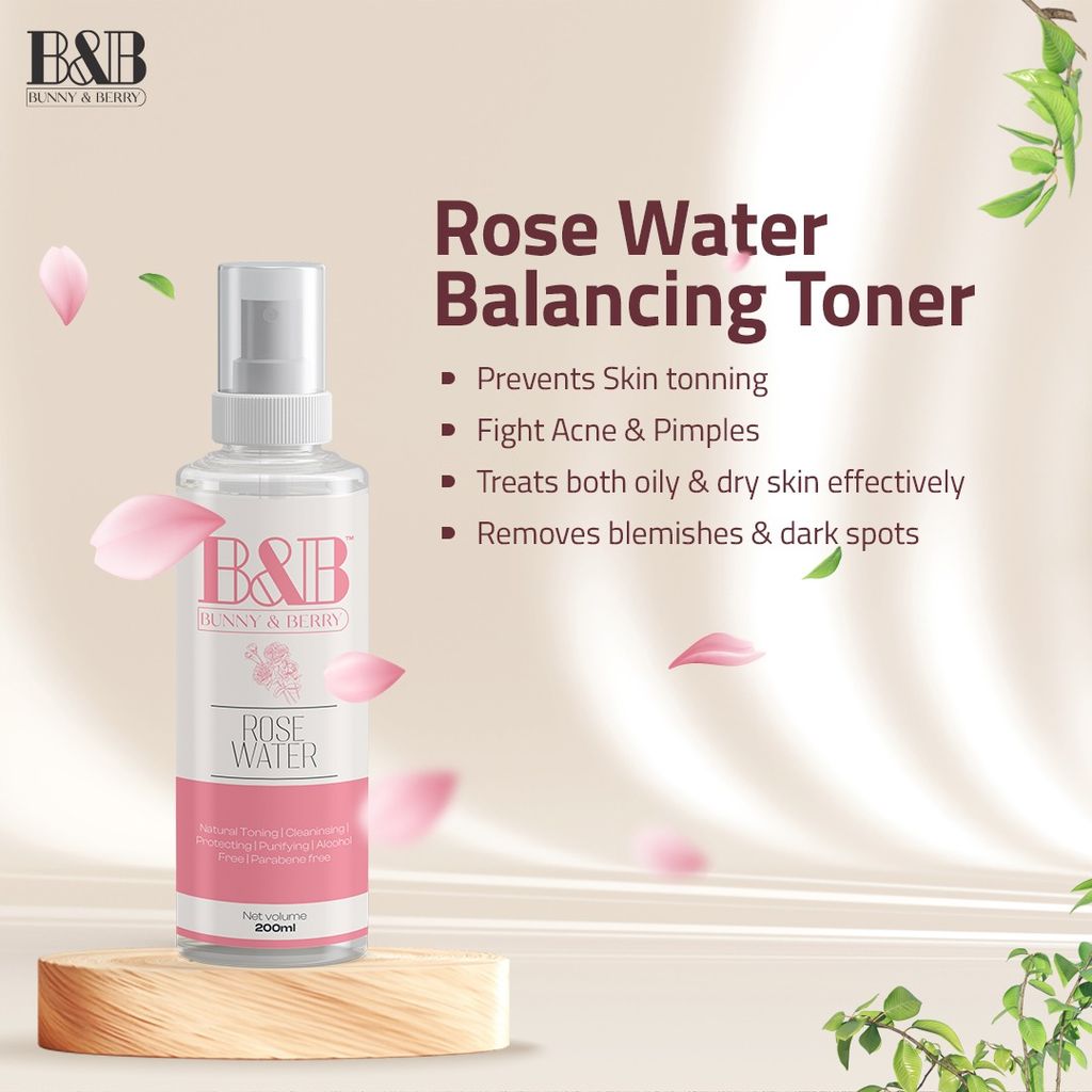 B&B Bunny & Berry Premium Quality Rose Water for Men & Women (Pack of 200mlx2)