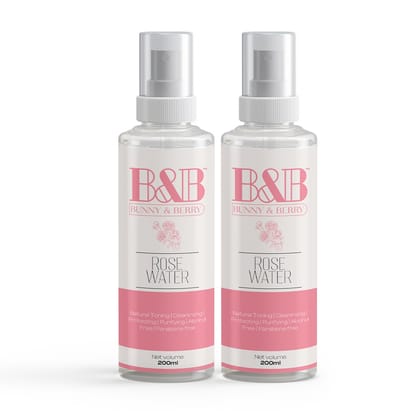 B&B Bunny & Berry Premium Quality Rose Water for Men & Women (Pack of 200mlx2)