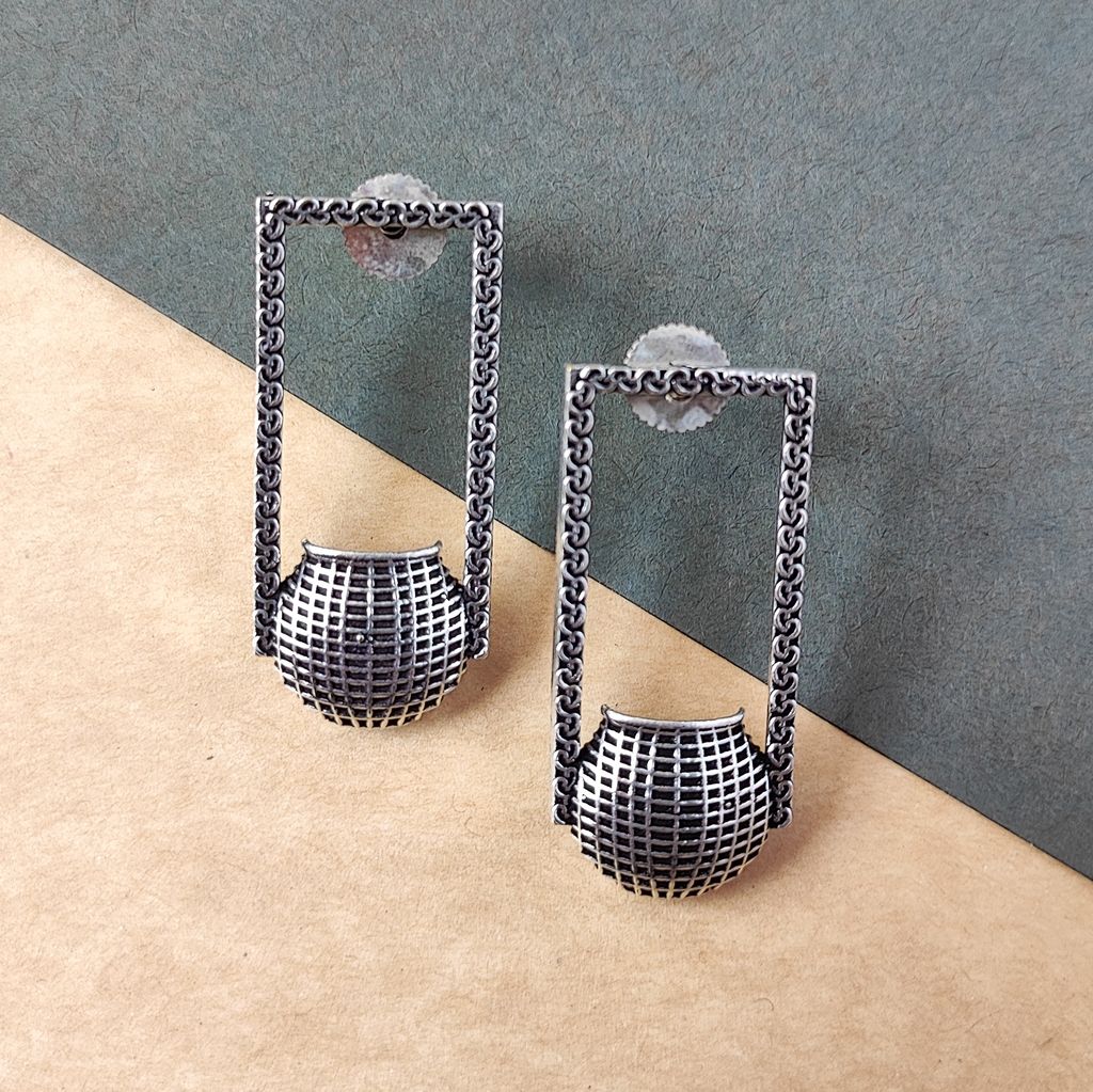 Latest Oxidized Silver Matka(pot) Designer Earring For Women And Girls(Female) - Earrings | Buy online on ZillyBuy