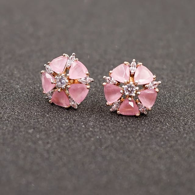 Macy's Children's Pink Crystal Flower Stud Earrings in 14k Gold - Macy's