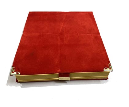 Darshik Traders Velvet Jewellery Box for Necklaces & Earring for Women And Girls | Pack Of 1 | (Red With Gold Color) (8"x7" inches)