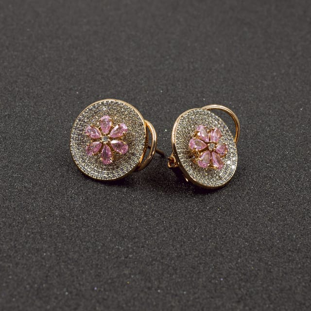 Beautiful Multi Color American Diamond Rose Gold Earrings For  Girls/Women618 (ADE197) at Rs 618/pair in Jaipur