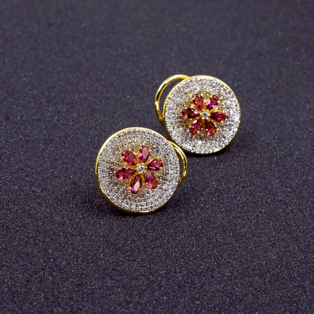 22K Gold Earrings For Women With Cz , Emeralds & Japanese Culture Pearls -  235-GER13763 in 5.050 Grams