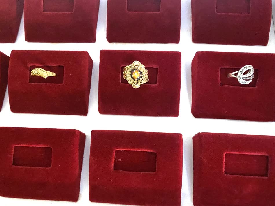 Darshik Traders Jewelry Ring Display Box 12x8" inch 12 Slot Organizer with Faux Leather Finish Velvet slot, Stylish,durable,practical and convenient Vanity Box (Black, White, Red)