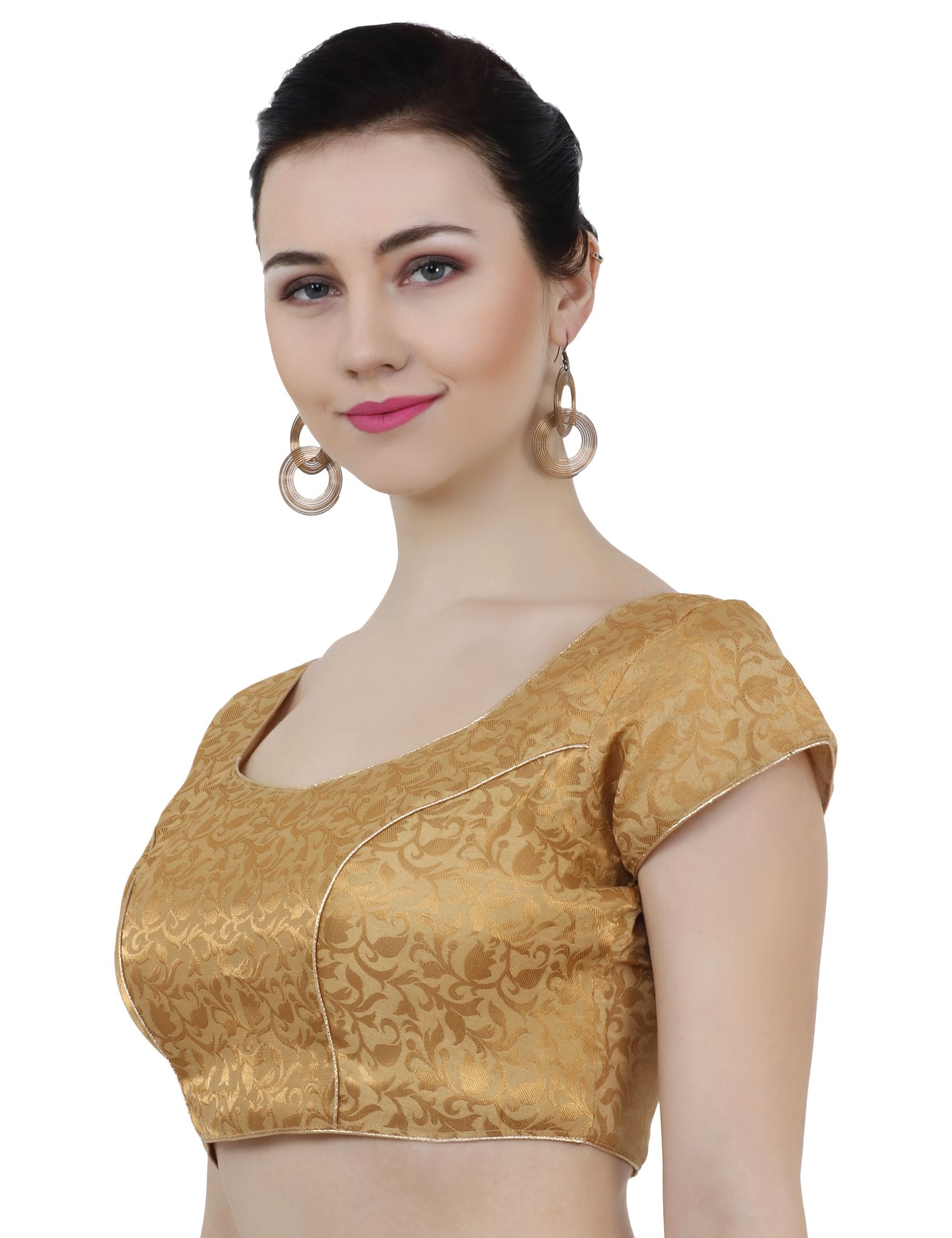 ND & R Women's Readymade, Banarasi Brocade  Short Sleeve Ladies Blouse, Choli for Saree, Ready to Wear.