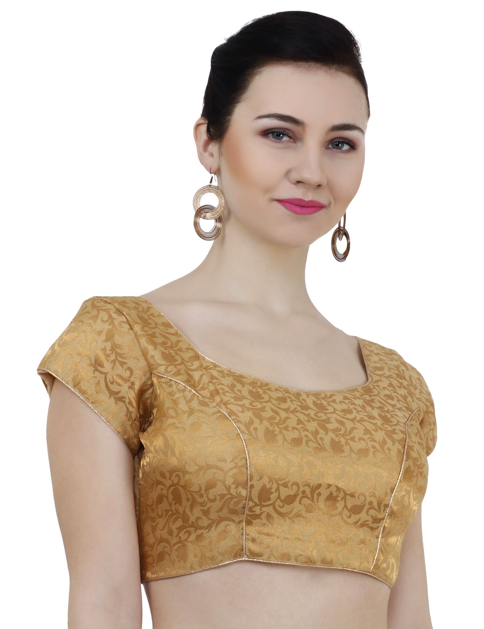 ND & R Women's Readymade, Banarasi Brocade  Short Sleeve Ladies Blouse, Choli for Saree, Ready to Wear.