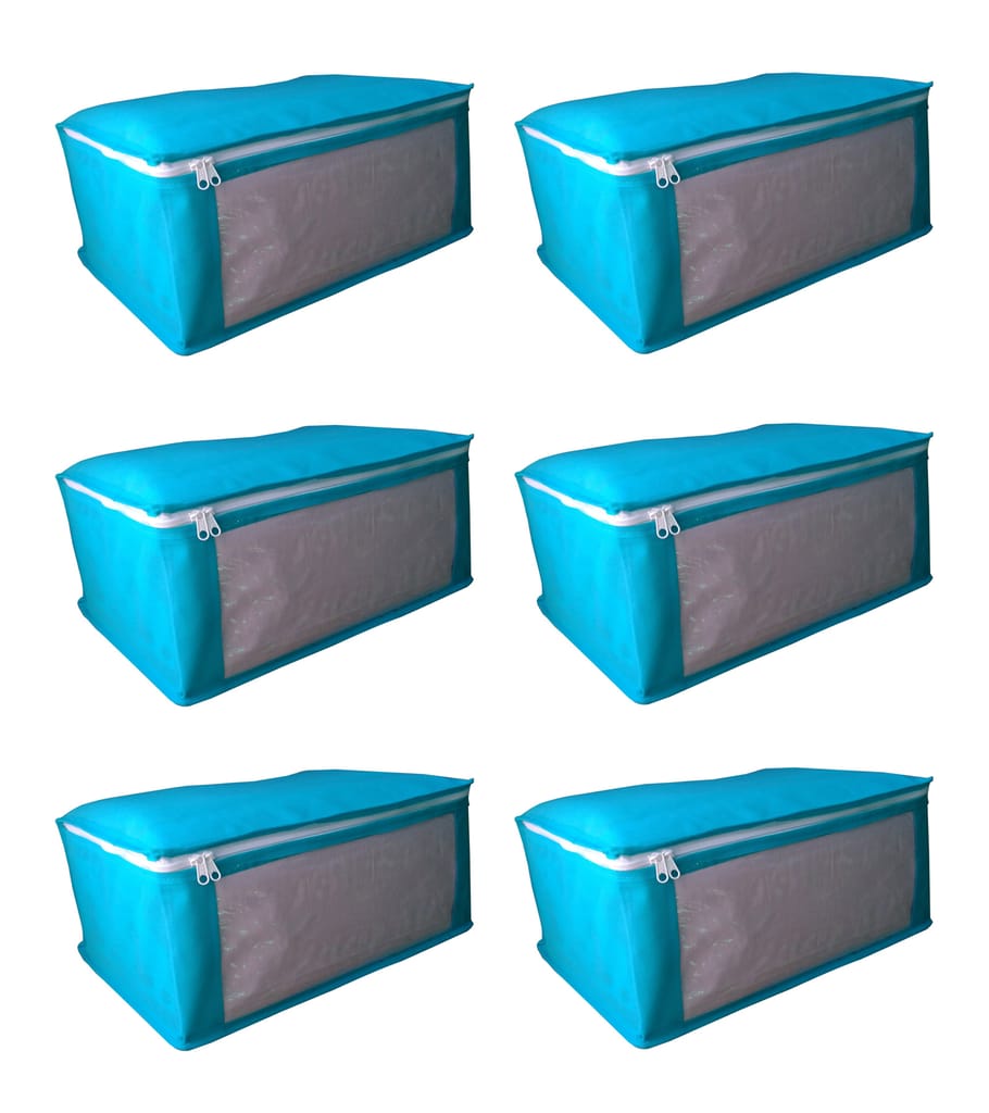 Non Woven Fabric Multi-Purpose Storage Bag/Saree Cover/Clothes Organiser for Wardrobe Set with Transparent Window (Pack of 6) - Shoe Racks & Organisers | Buy online on ZillyBuy
