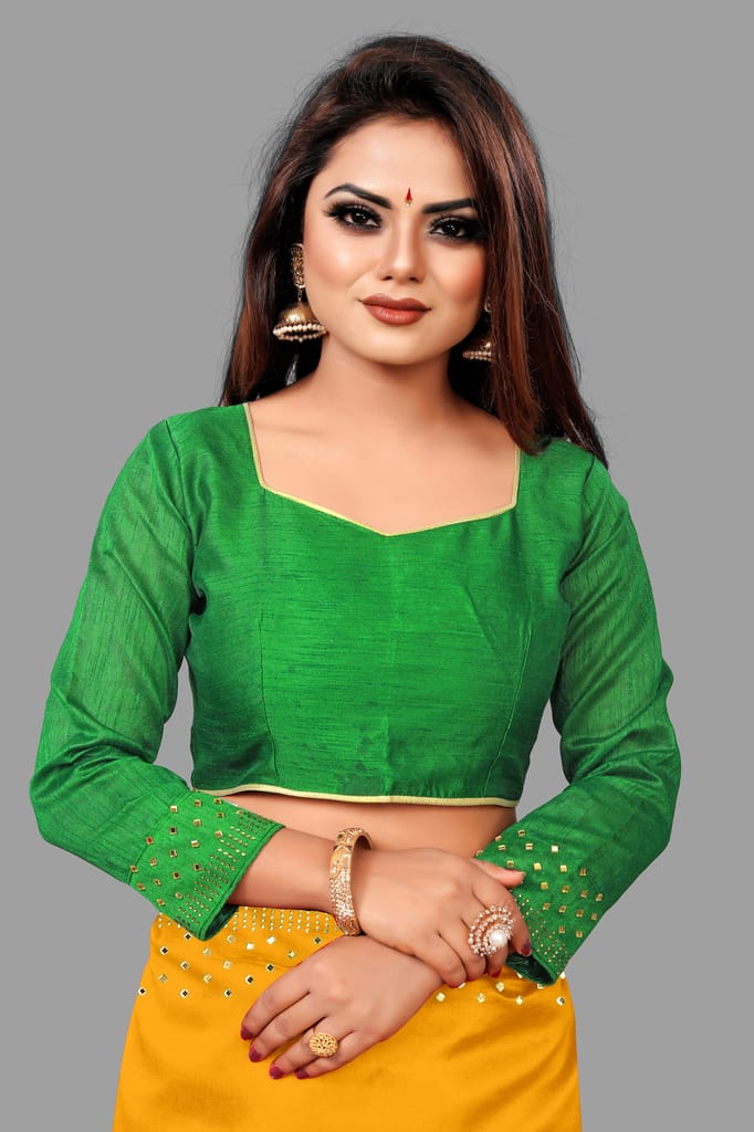 BGMK ENTERPRISE Zoya Yellow color Diamond Work Soft Silk Saree With Unstitched Blouse