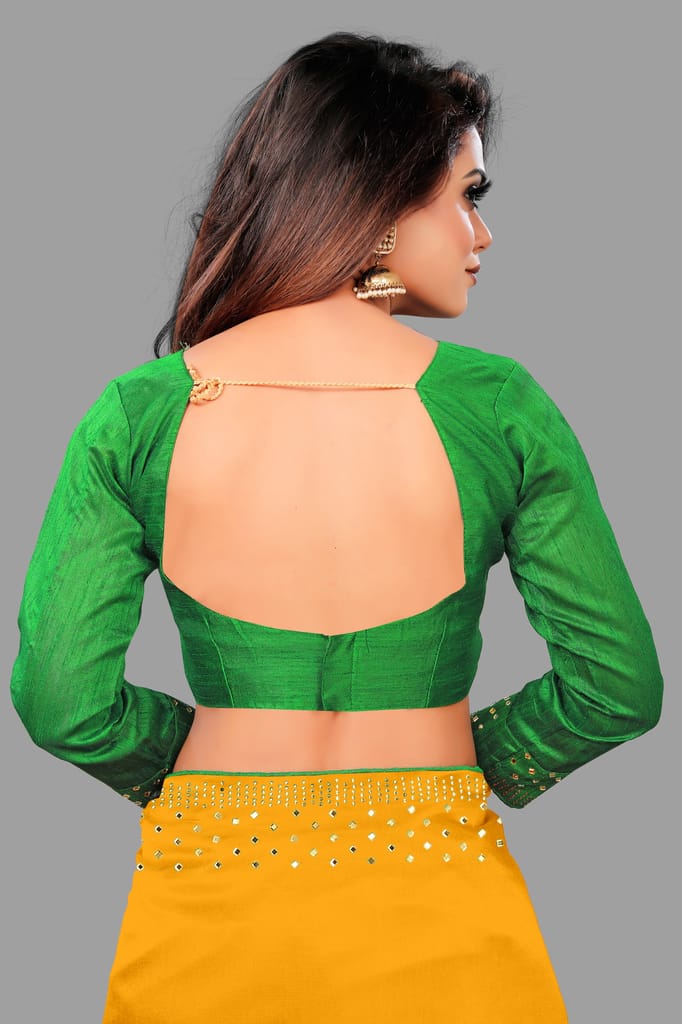 BGMK ENTERPRISE Zoya Yellow color Diamond Work Soft Silk Saree With Unstitched Blouse