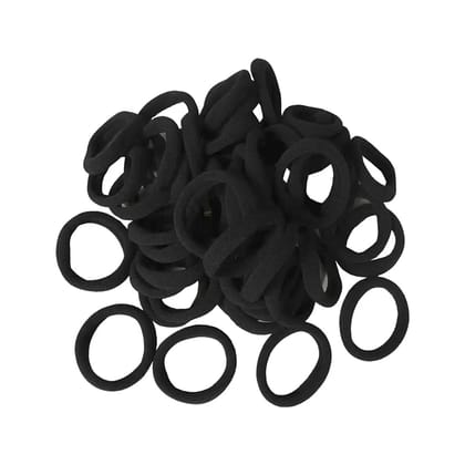 Daily use Ponytailers Hair Ties Elastic Rubberband Soft & Strong No Metal 1.4cm Thick Black for Women/Girls (Pack of 30) Rubber Band