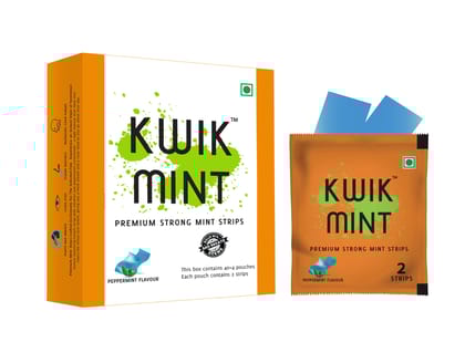 Kwik Mint - Cool Mint Mouth Freshener Oral Care Strips  -Pack of 2 (176 Strips)