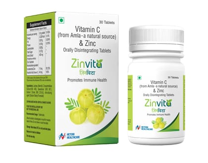 Zinvita - Vitamin C (From Amla Extract) and Zinc - Orally Disintegrated Multivitamins 30 Tablets - Best Immunity Boosters Supplements For Adults Men Women