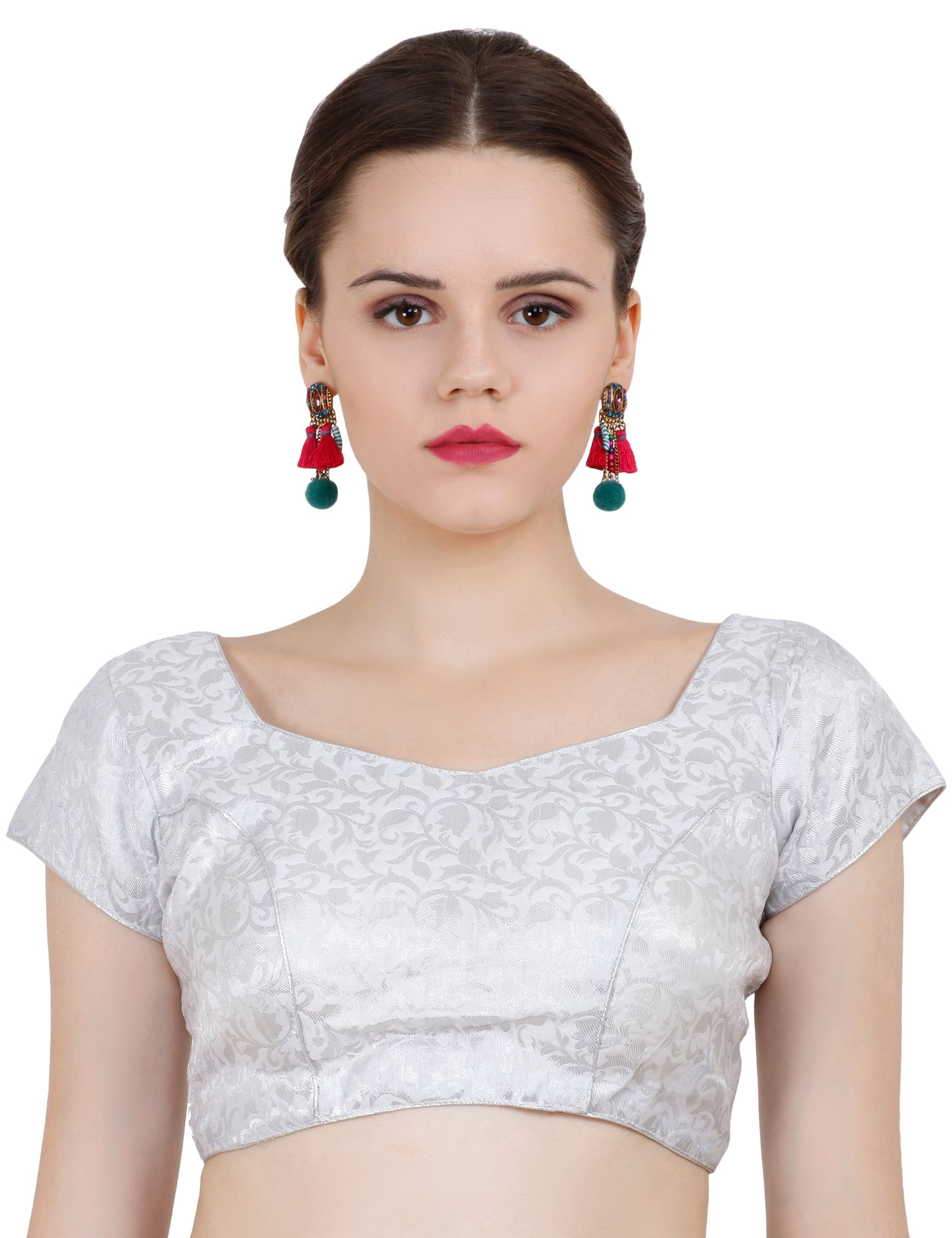 ND & R Women's Readymade, Banarasi Brocade  Short Sleeve Ladies Blouse, Choli for Saree, Ready to Wear.