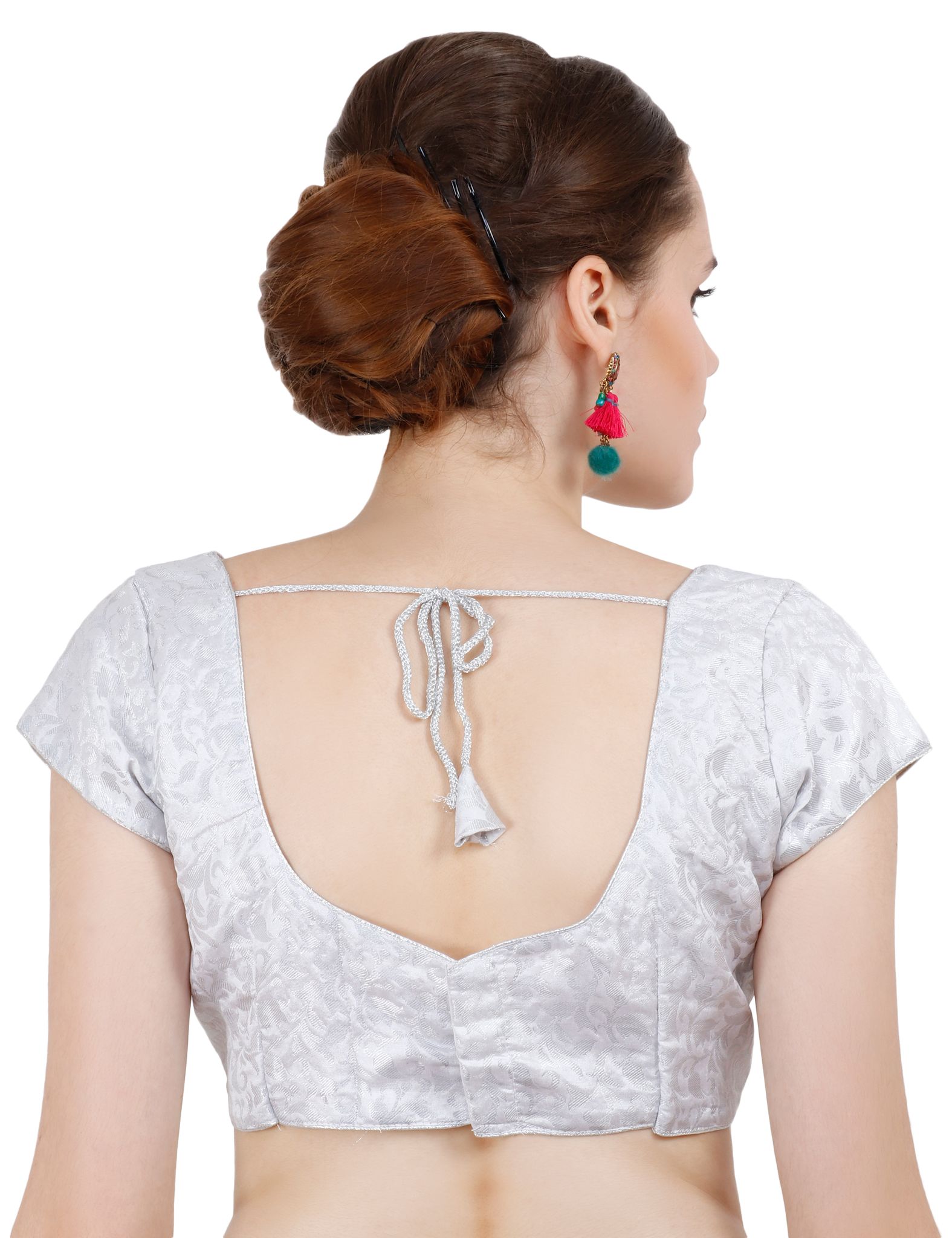 ND & R Women's Readymade, Banarasi Brocade  Short Sleeve Ladies Blouse, Choli for Saree, Ready to Wear.