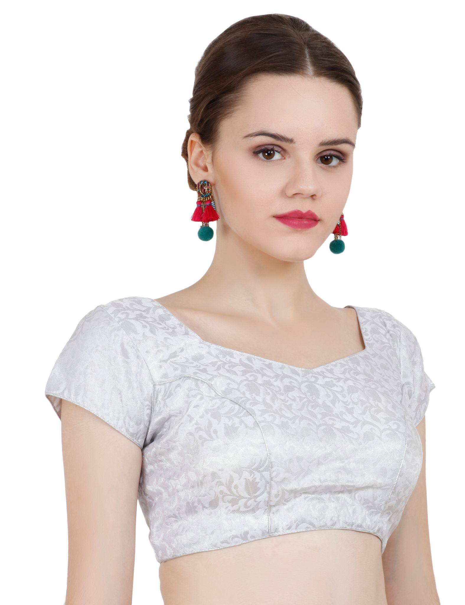 ND & R Women's Readymade, Banarasi Brocade  Short Sleeve Ladies Blouse, Choli for Saree, Ready to Wear.