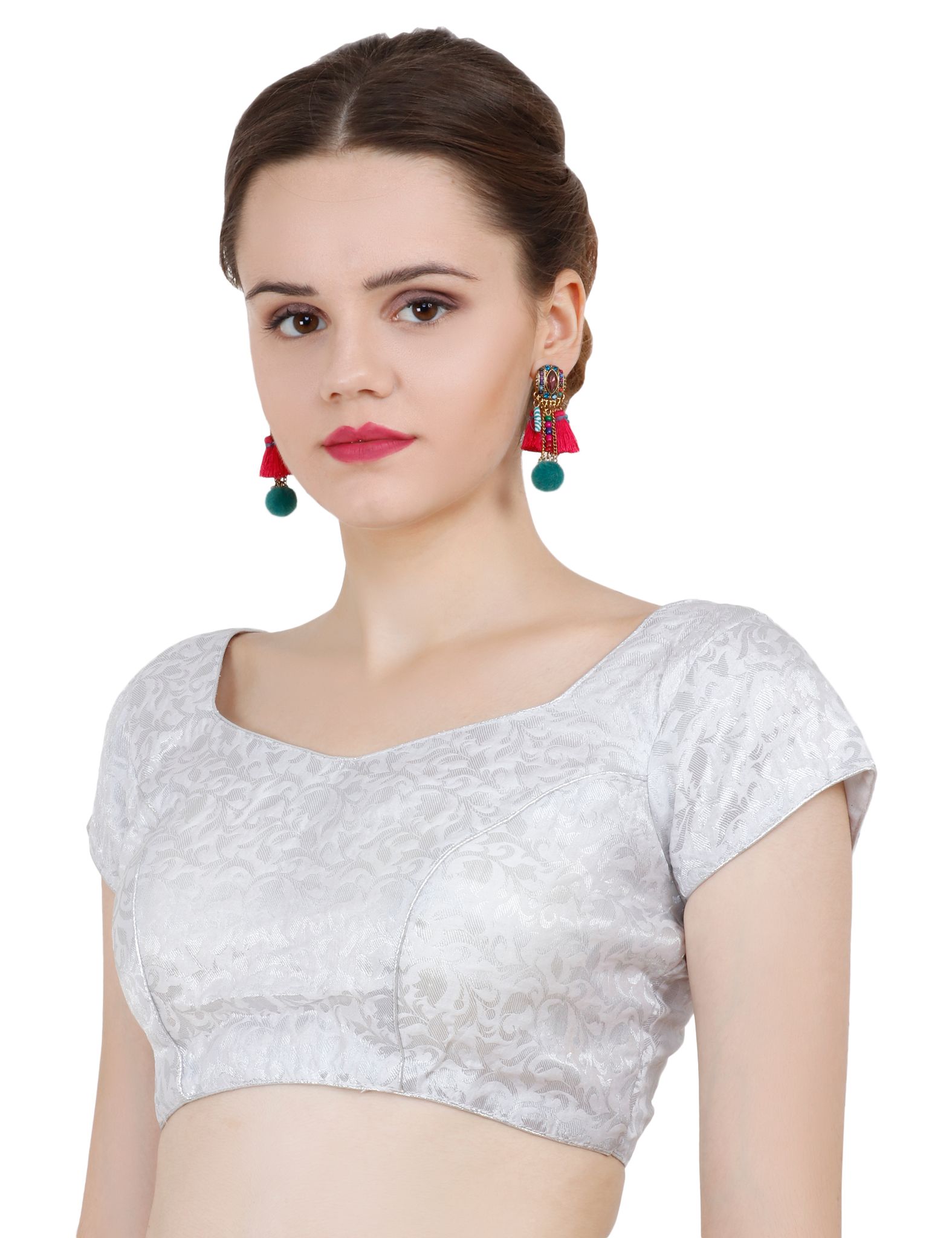 ND & R Women's Readymade, Banarasi Brocade  Short Sleeve Ladies Blouse, Choli for Saree, Ready to Wear.