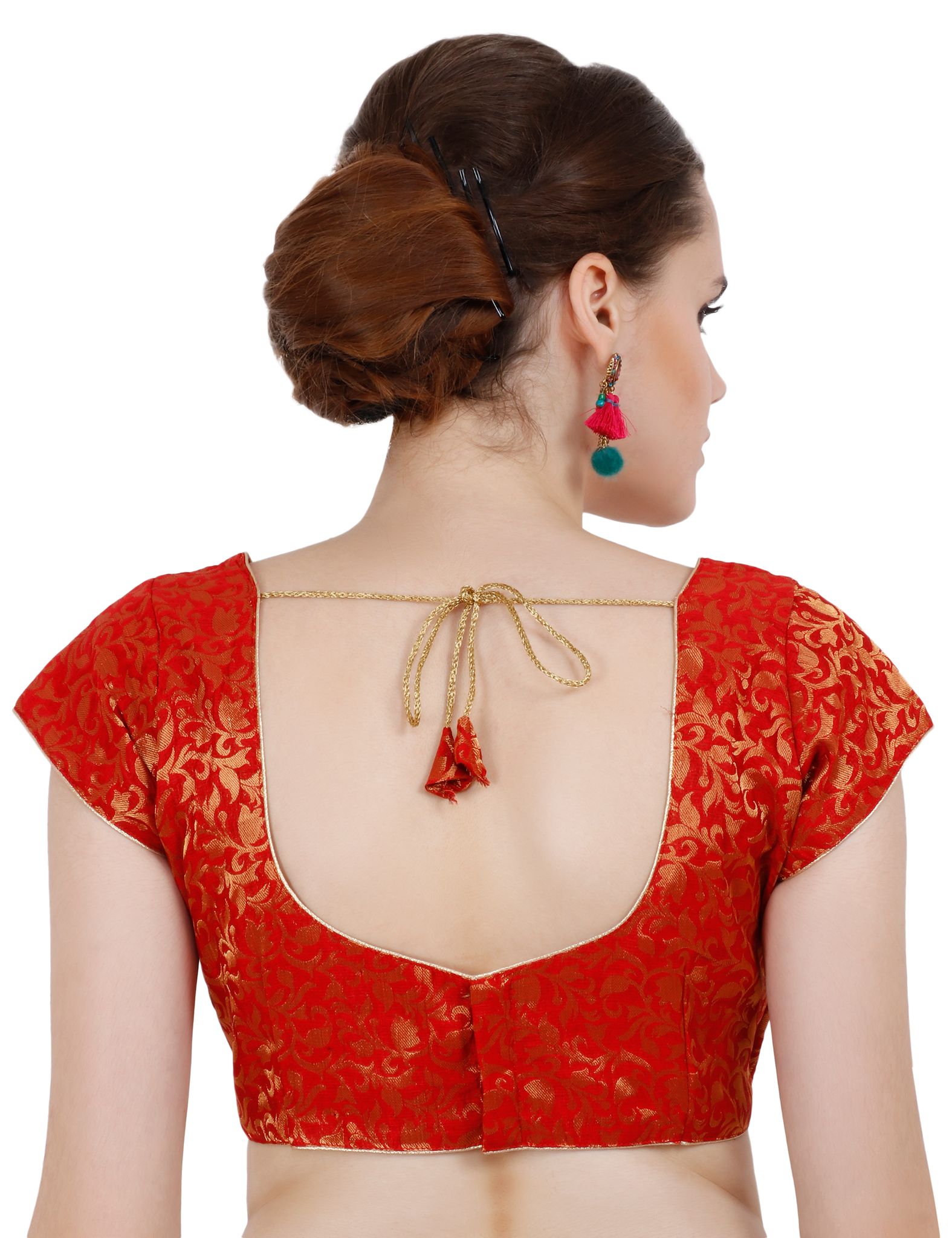 ND & R Women's Readymade, Banarasi Brocade  Short Sleeve Ladies Blouse, Choli for Saree, Ready to Wear.