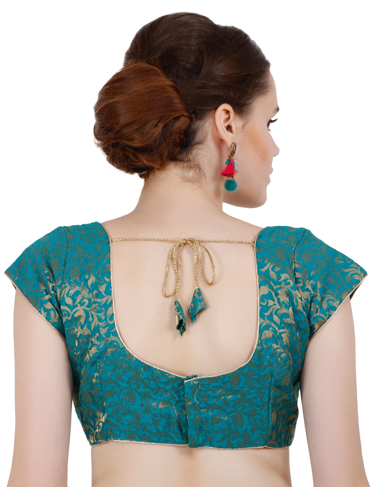 ND & R Women's Readymade, Banarasi Brocade  Short Sleeve Ladies Blouse, Choli for Saree, Ready to Wear.