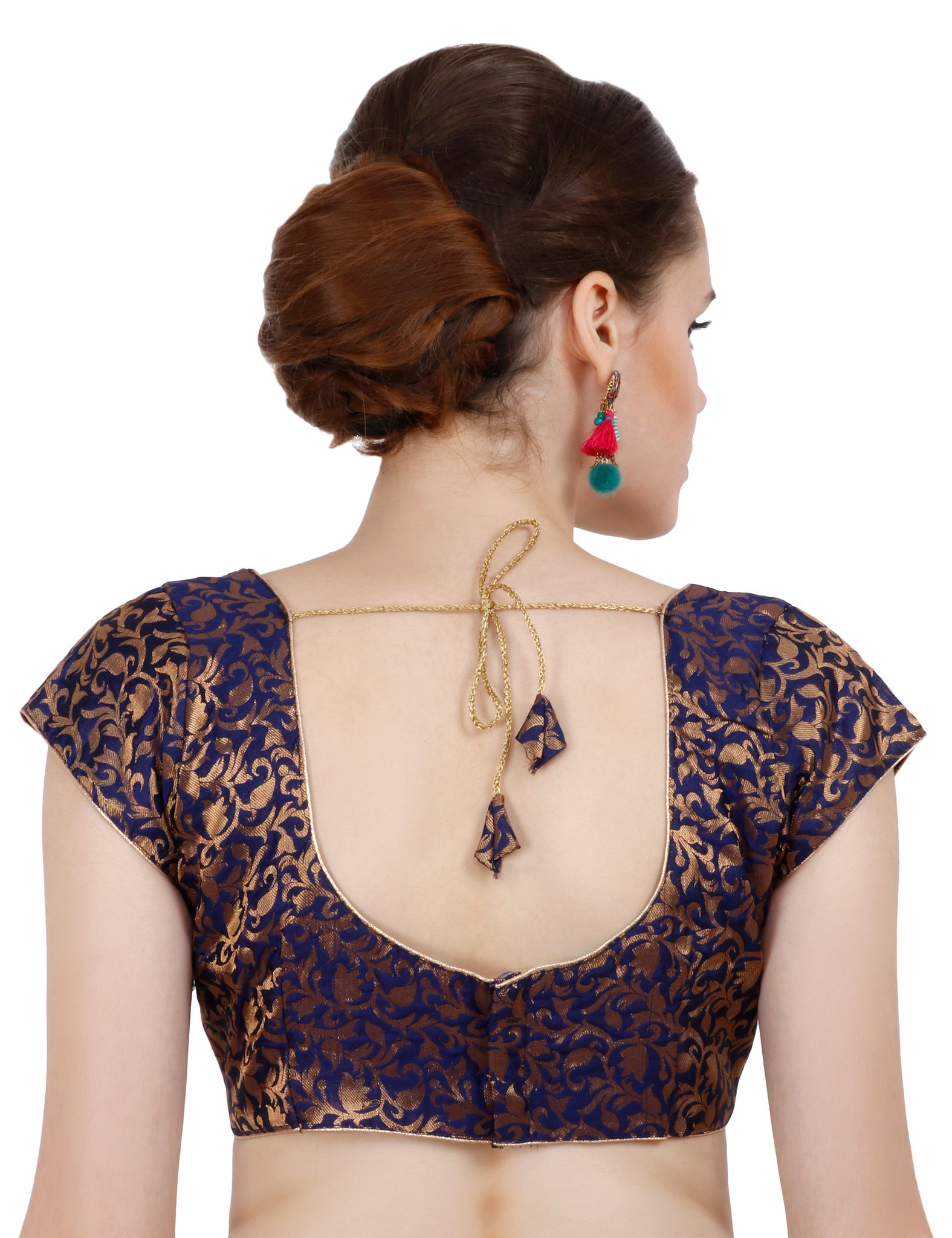 ND & R Women's Readymade, Banarasi Brocade  Short Sleeve Ladies Blouse, Choli for Saree, Ready to Wear.