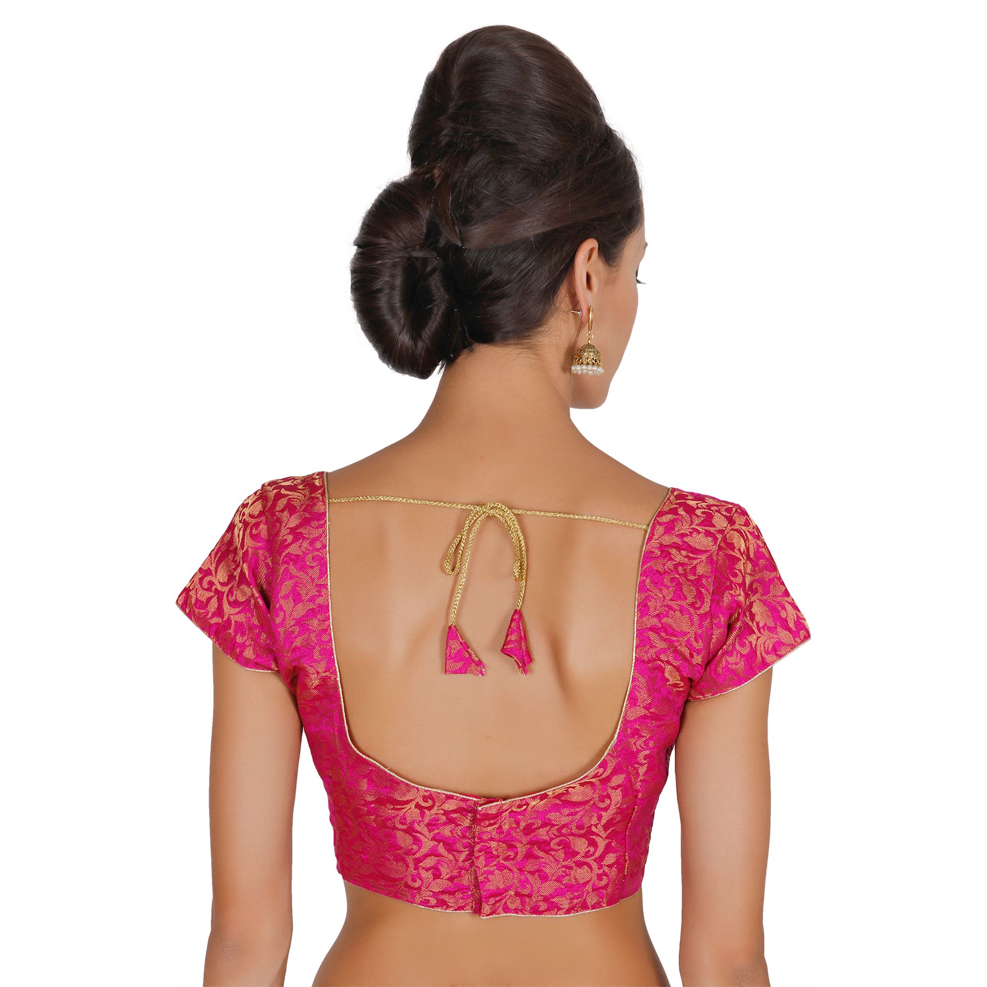 ND & R Women's Readymade, Banarasi Brocade  Short Sleeve Ladies Blouse, Choli for Saree, Ready to Wear.