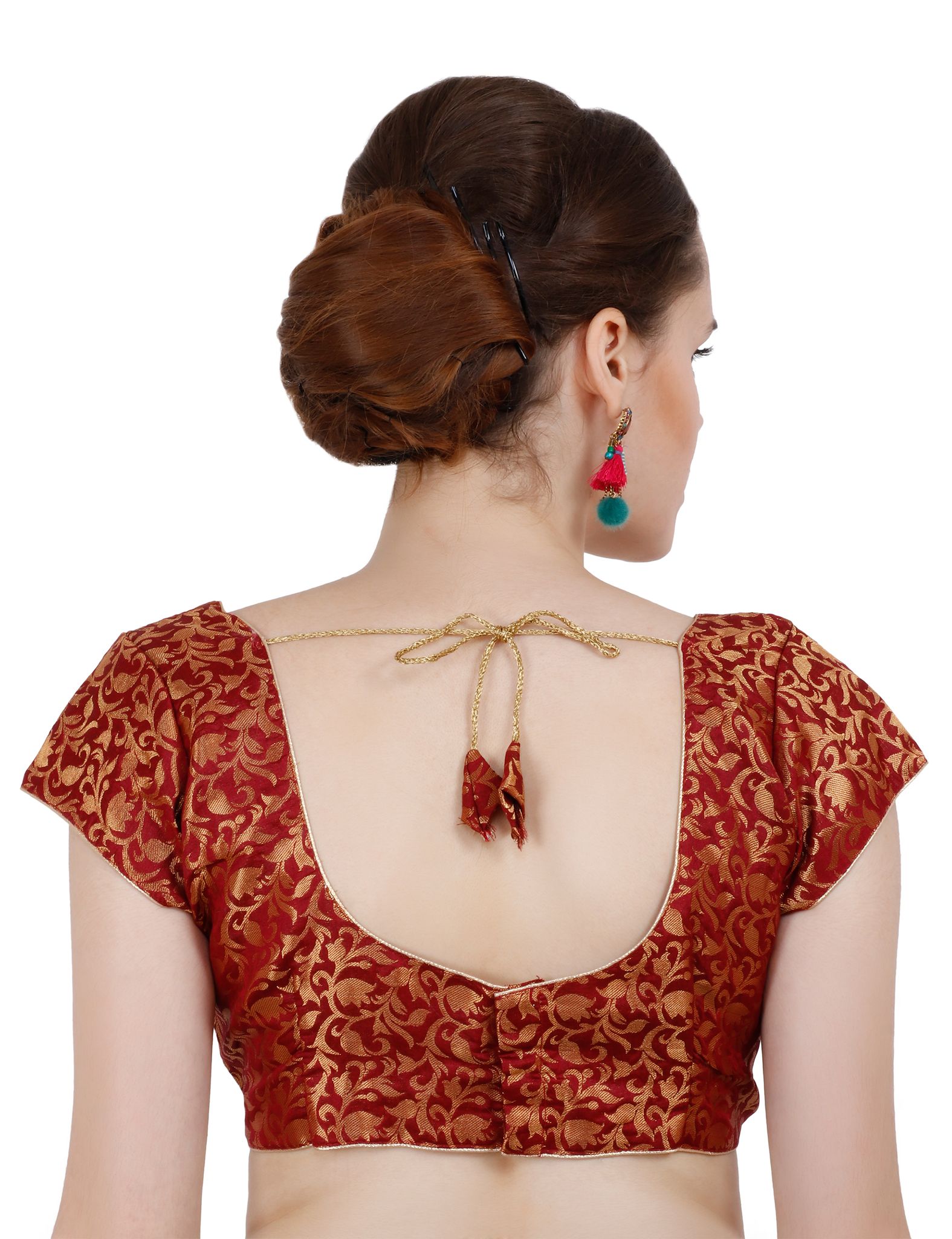 ND & R Women's Readymade, Banarasi Brocade  Short Sleeve Ladies Blouse, Choli for Saree, Ready to Wear.